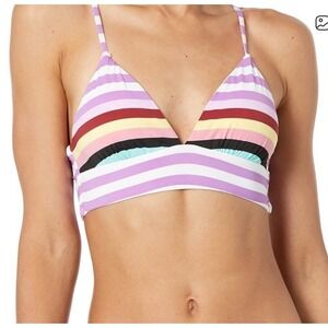 BIKINI LAB‎ Rainbow Striped Multicolor Bikini Top Size XS NWT